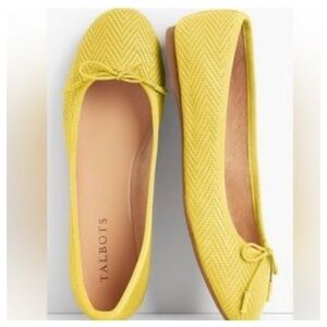 TALBOTS PENELOPE HERRINGBONE BALLET FLATS yellow leather size 10 M